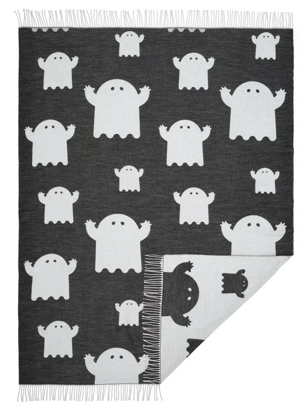 Ghost Pattern Reversible Throw Blanket - Black & White
